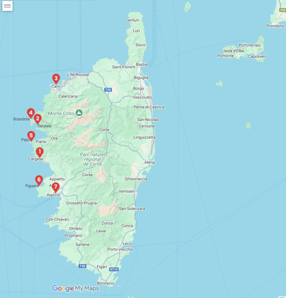 Corsica Sailing Route